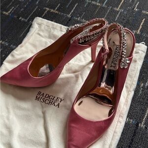 Badgley Mischka Pink Satin Women's Shoes